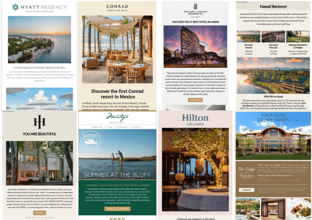 Creative layout sample for hotel email marketing design