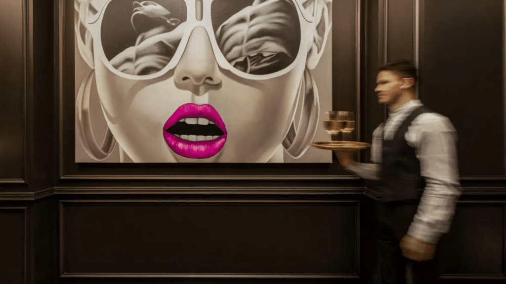 Luxury hotel interior featuring modern art and refined hospitality service